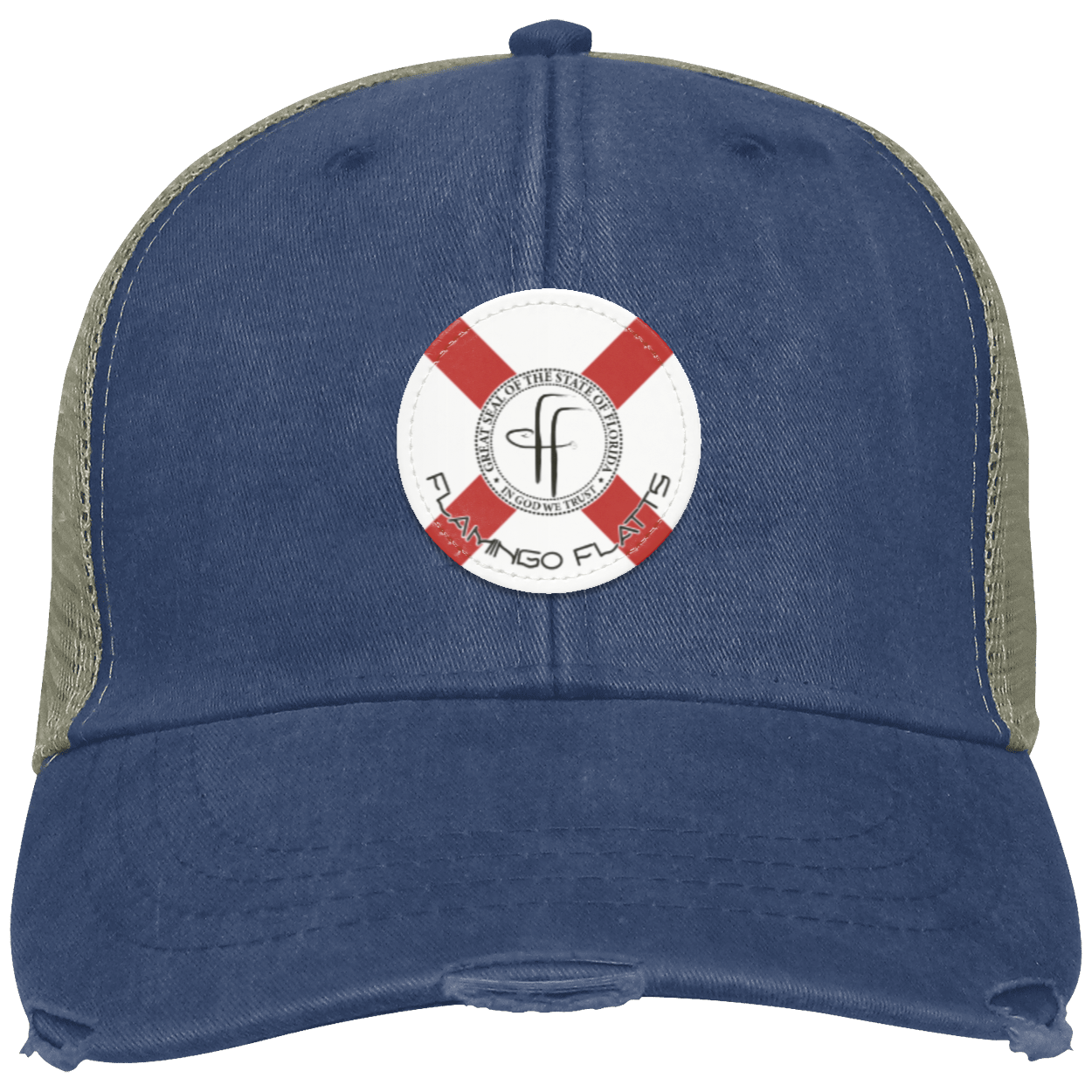 OL102 Flamingo Flatts Flag Distressed Ollie Cap - Patch