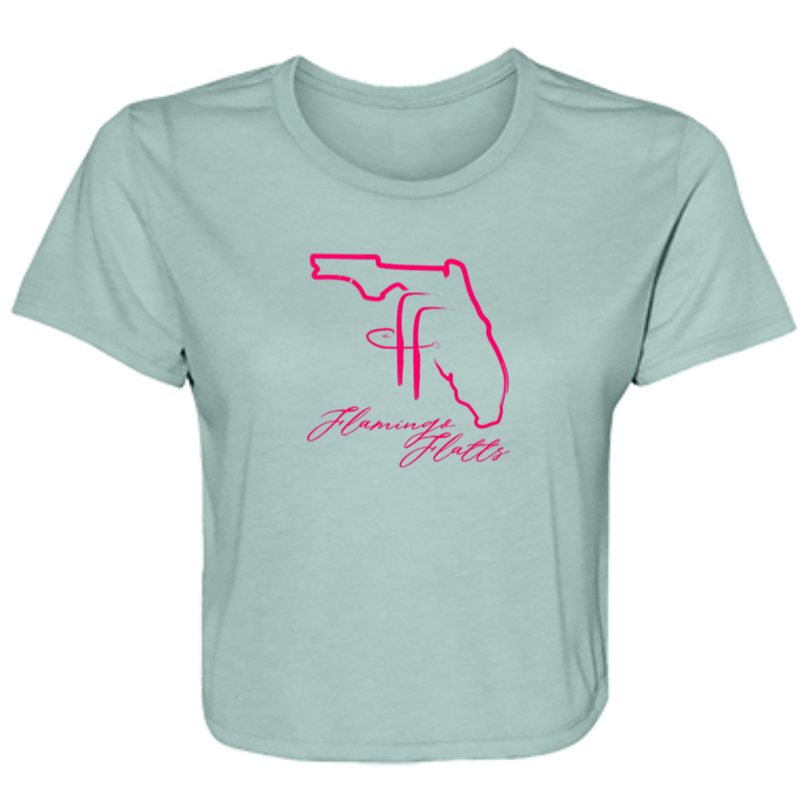 B8882 Ladies' Flamingo Flatts Coastal Flowy Cropped Tee