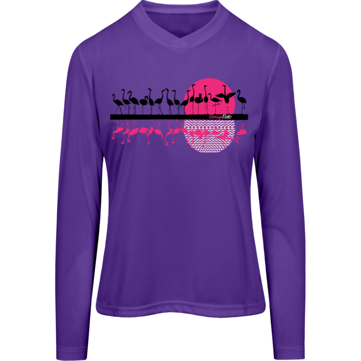 TT11WL Team 365 Womens Flamingo Sunset Zone Long Sleeve Tee