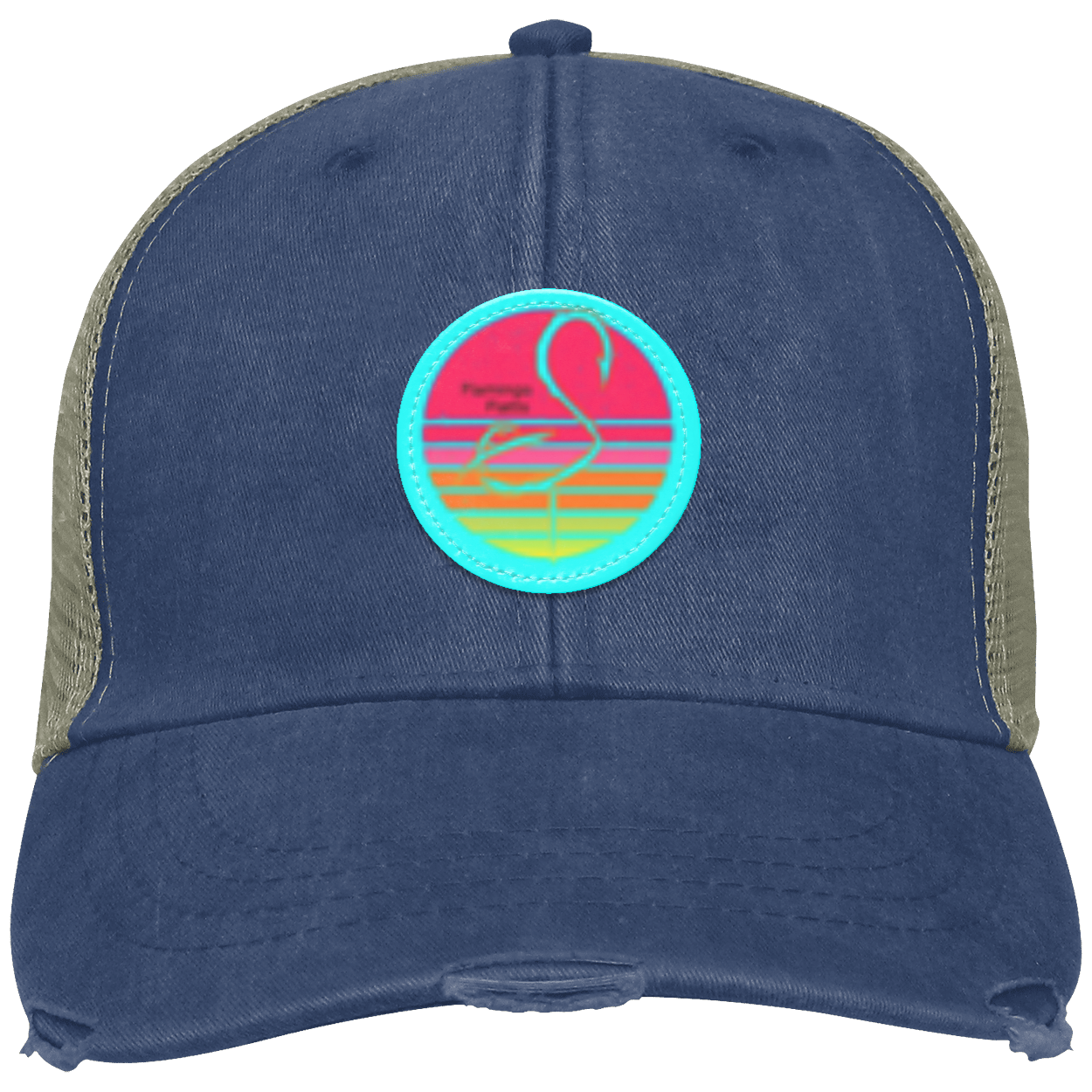 OL102 Flamingo Flatts Retro Sunset Distressed Ollie Cap - Patch