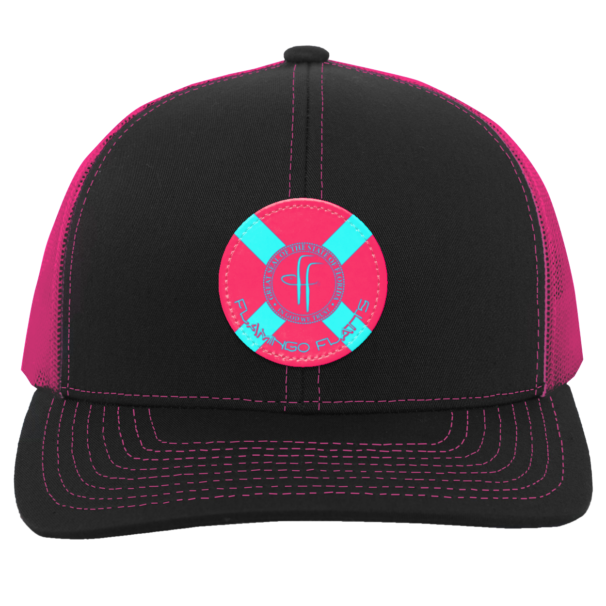 104C Small Circle Flamingo Flatts Flag Trucker Snap Back - Patch