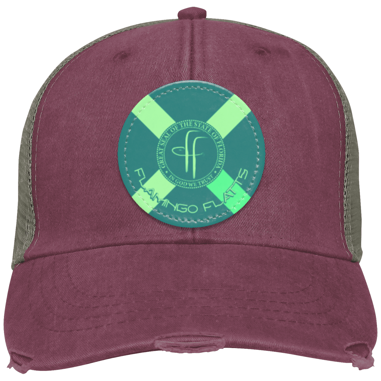 OL102 Flamingo Flatts Flag Distressed Ollie Cap - Patch