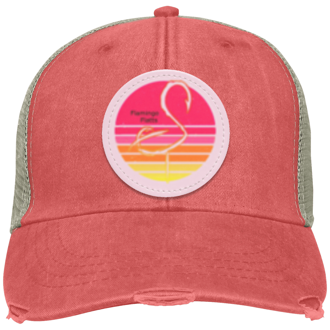 OL102 Flamingo Flatts Retro Sunset Distressed Ollie Cap - Patch