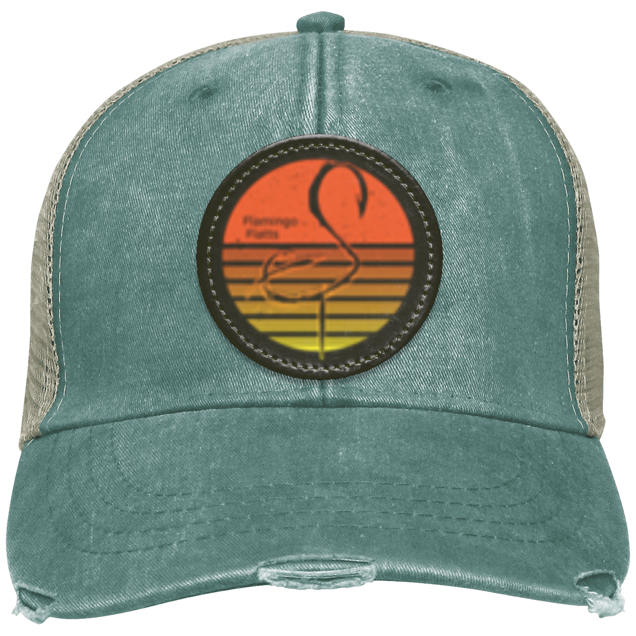 OL102 Flamingo Flatts Retro Sunset Distressed Ollie Cap - Patch