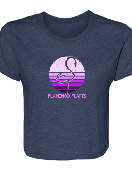 B8882 Ladies' Flamingo Flatts Retro Sunset Flowy Cropped Tee