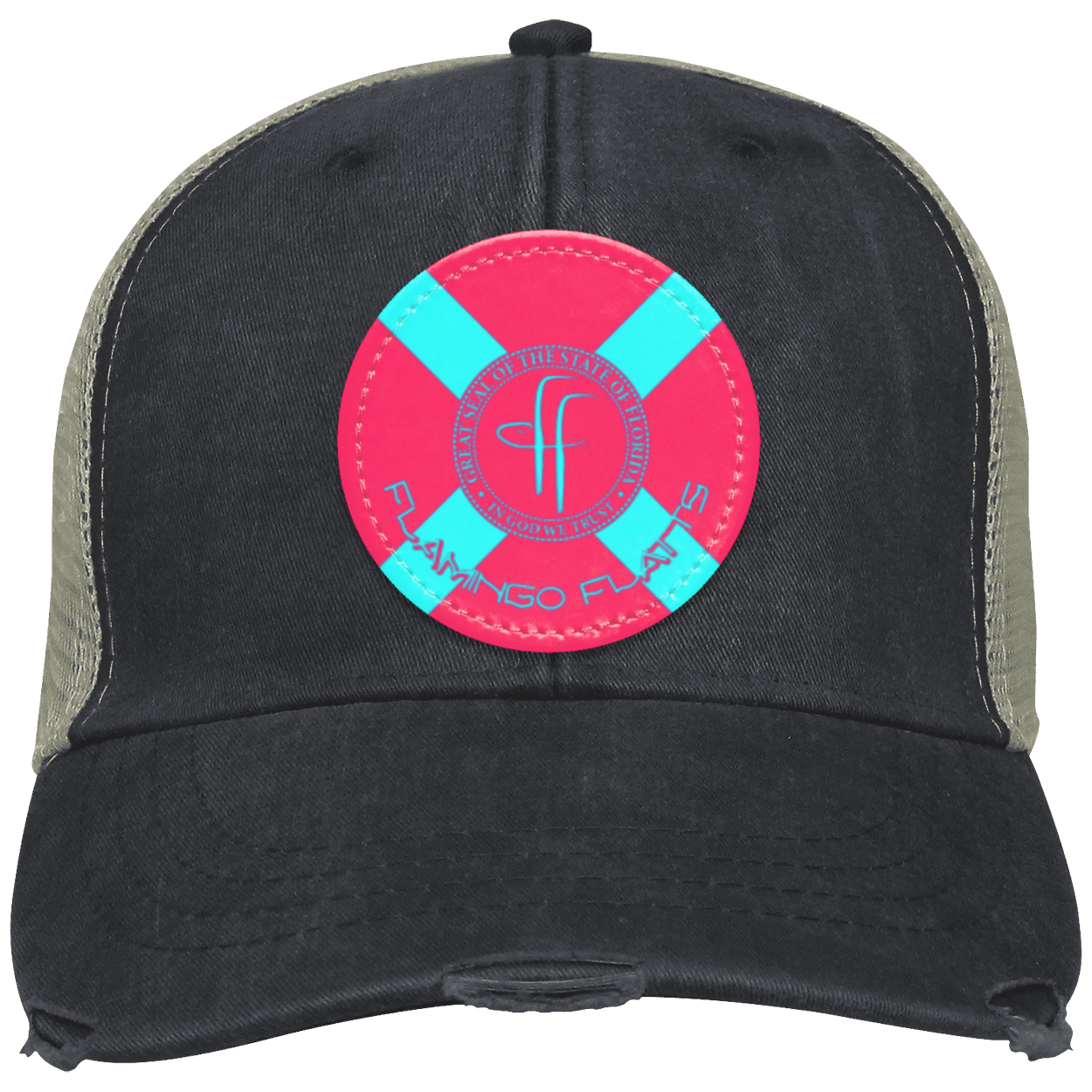 OL102 Flamingo Flatts Flag Distressed Ollie Cap - Patch