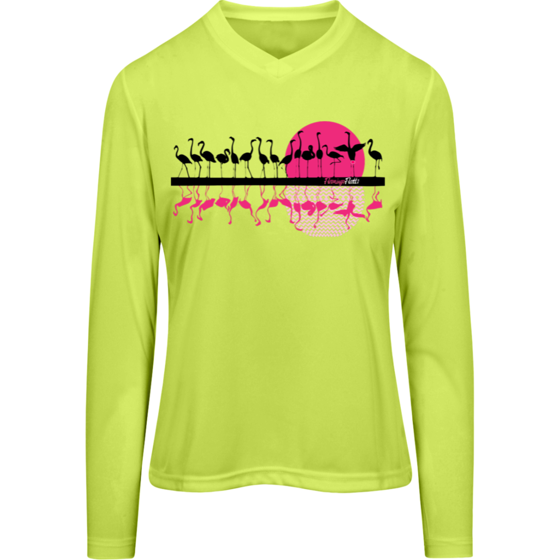 TT11WL Team 365 Womens Flamingo Sunset Zone Long Sleeve Tee