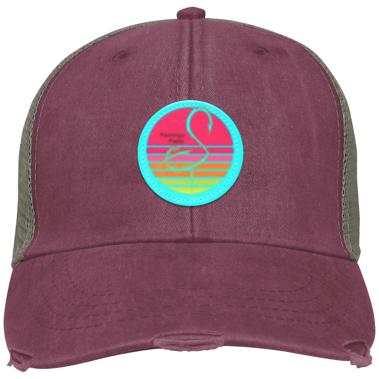 OL102 Flamingo Flatts Retro Sunset Distressed Ollie Cap - Patch