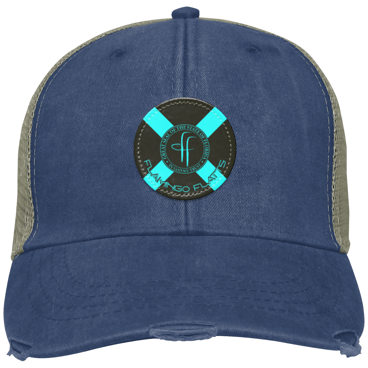 OL102 Flamingo Flatts Flag Distressed Ollie Cap - Patch