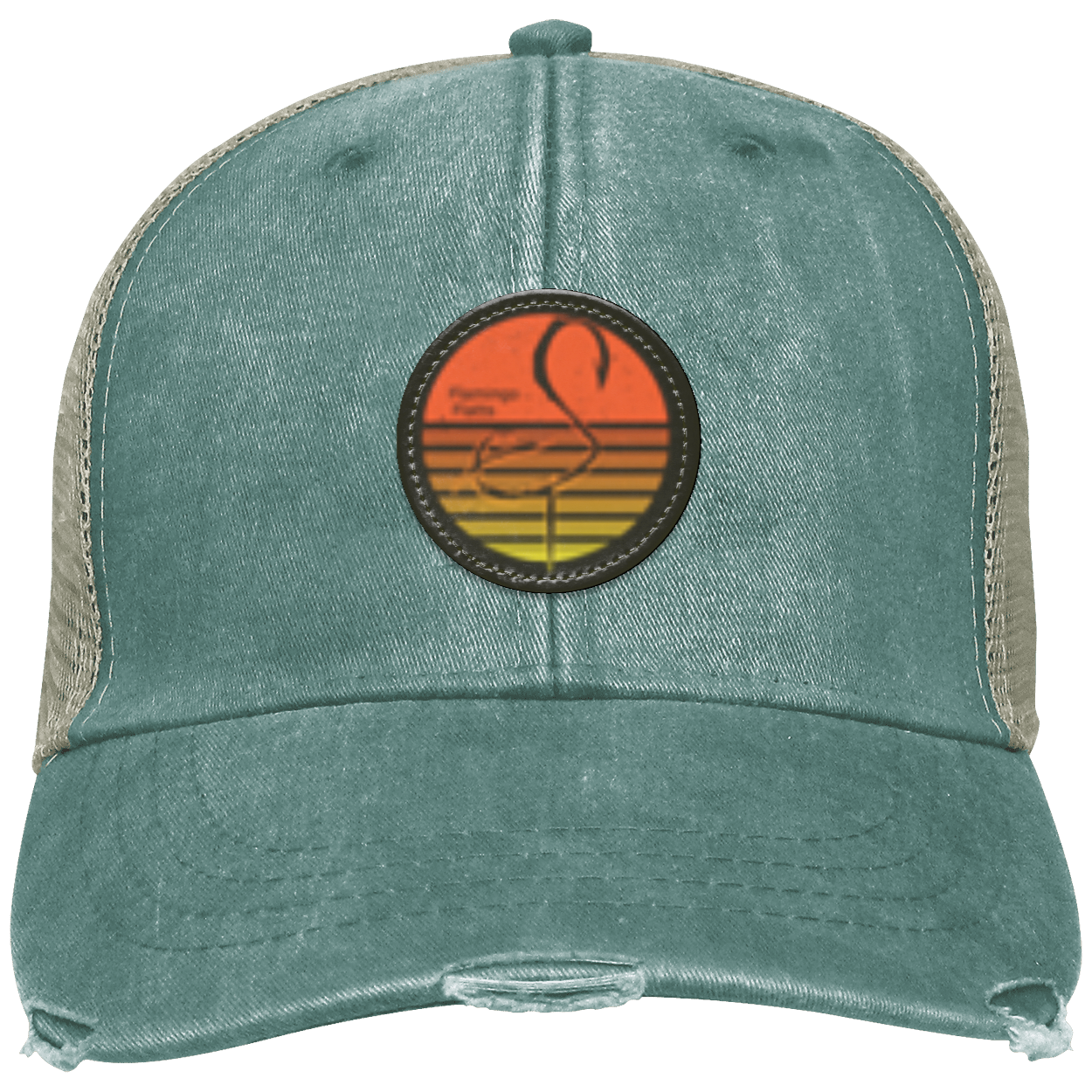 OL102 Flamingo Flatts Retro Sunsest Distressed Ollie Cap - Patch