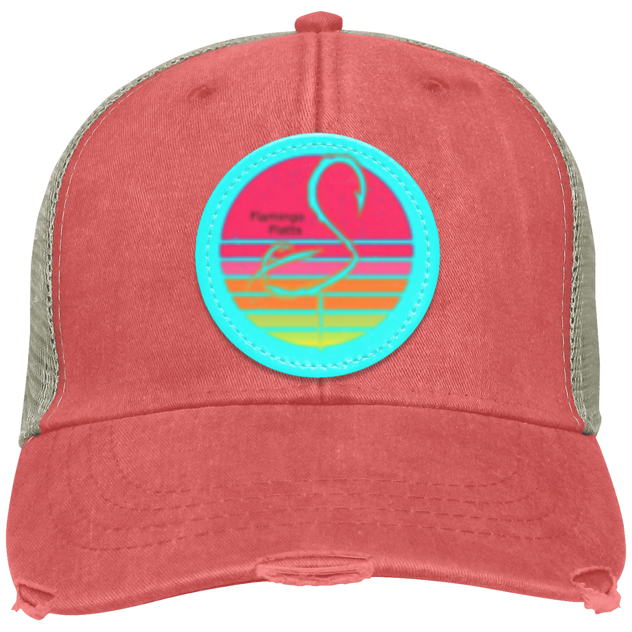 OL102 Flamingo Flatts Retro Sunset Distressed Ollie Cap - Patch