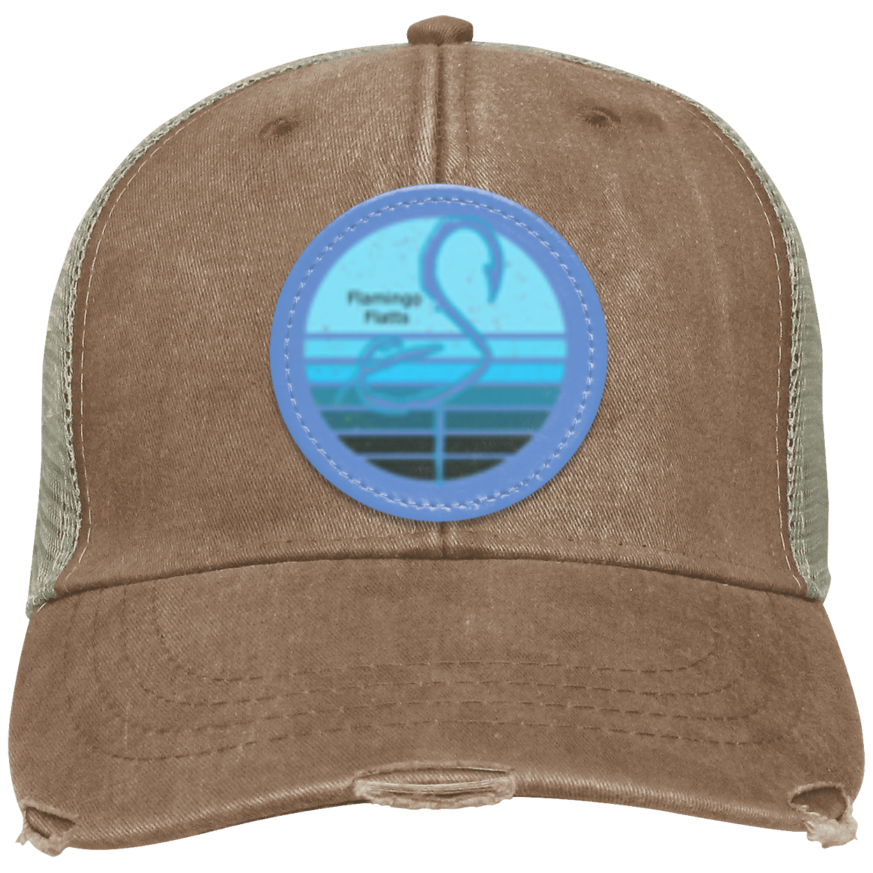 OL102 Flamingo Flatts Retro Sunset  Distressed Ollie Cap - Patch