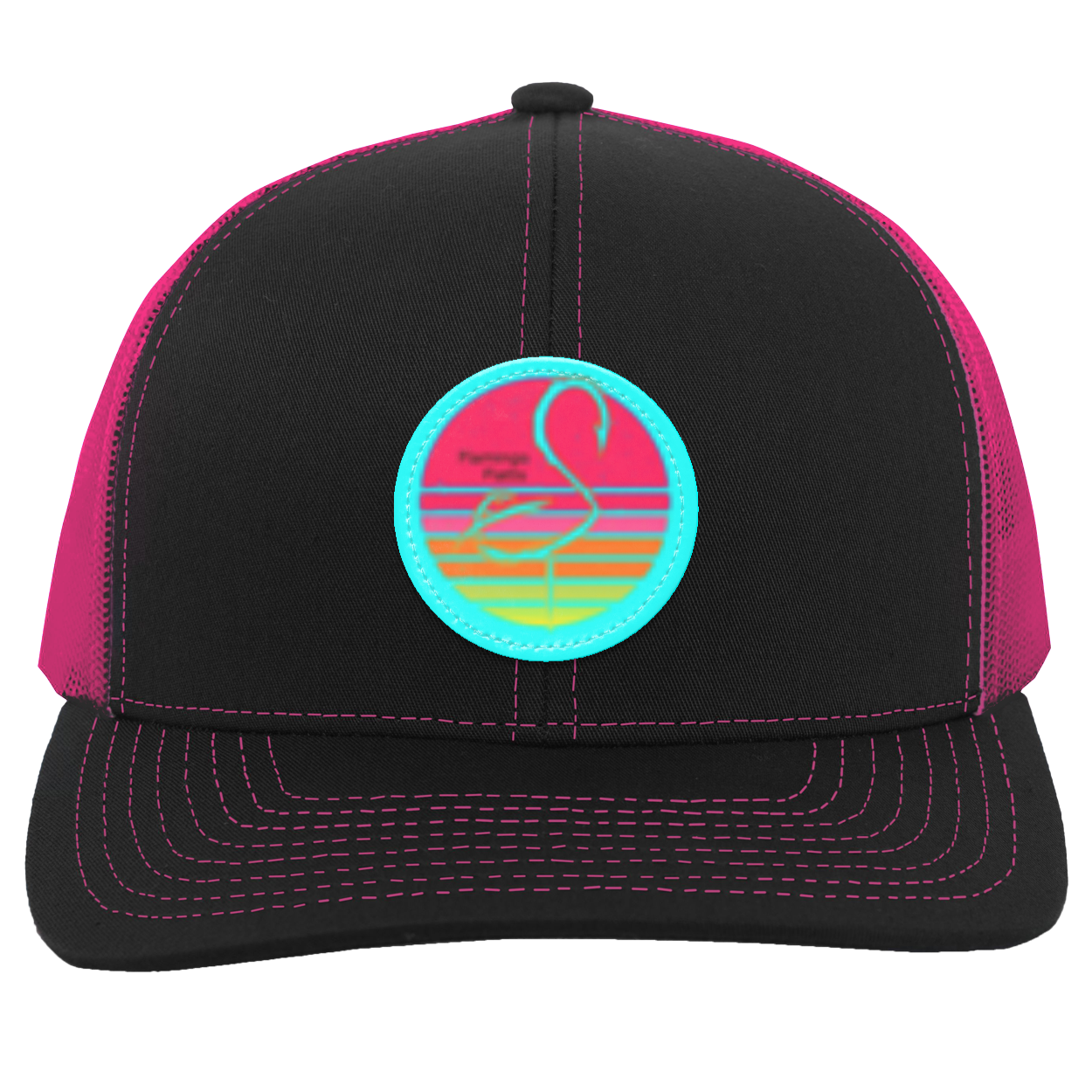 104C Small Circle Retro Sunset Trucker Snap Back - Patch