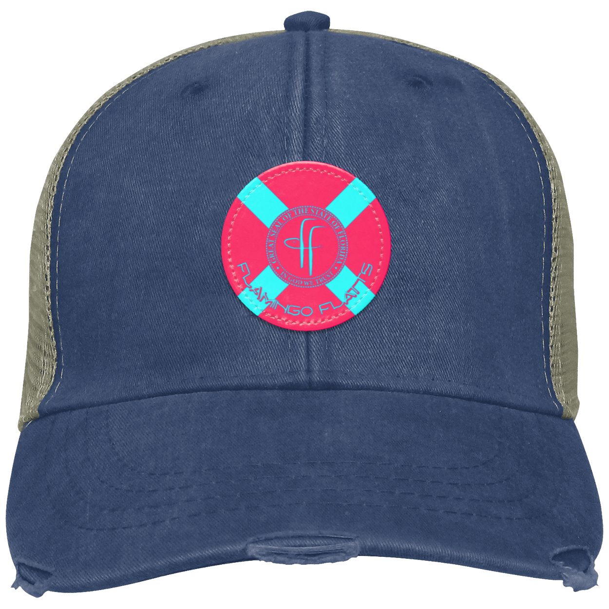 OL102 Flamingo Flatts Flag Distressed Ollie Cap - Patch