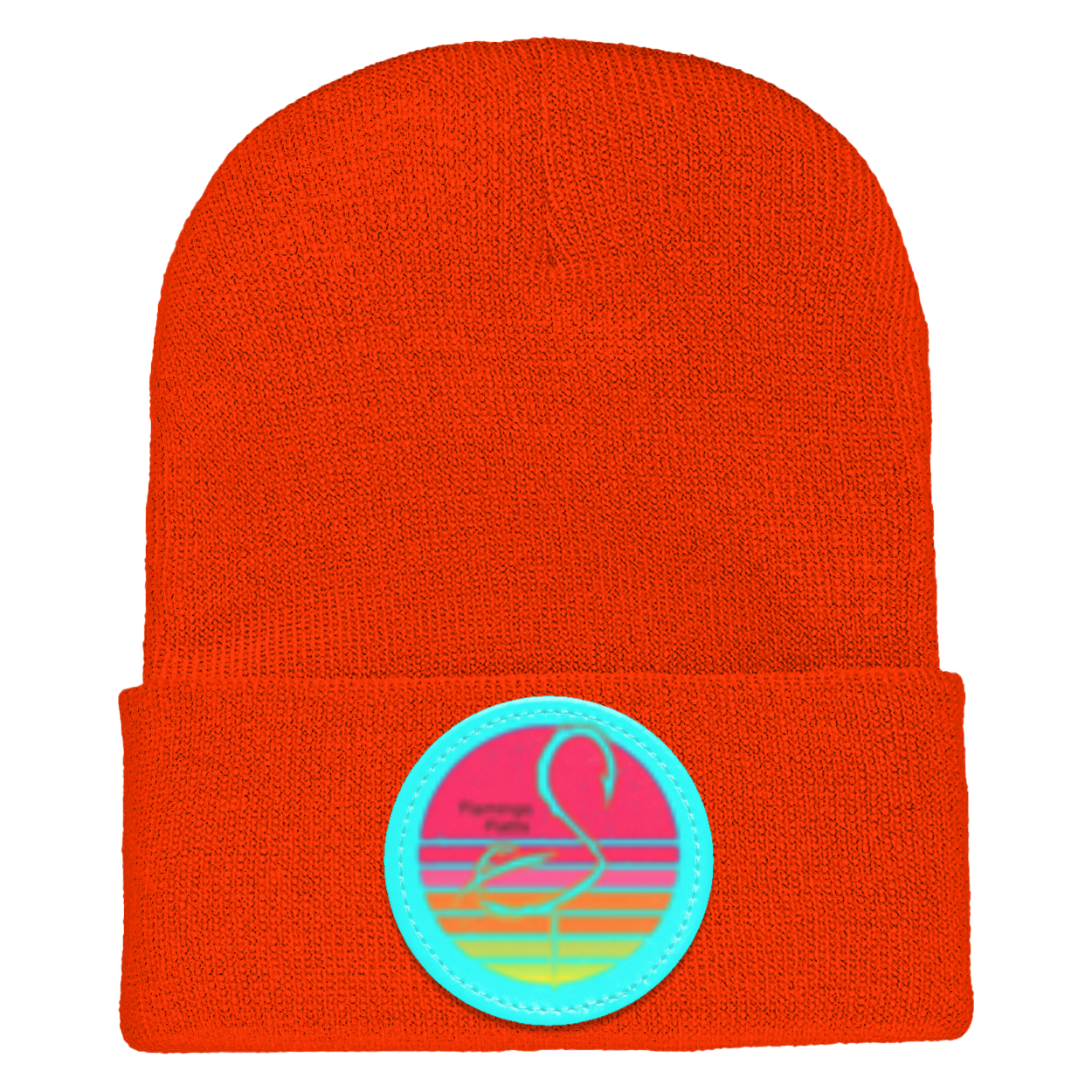 1501 Yupoong Adult Flamingo Flatts Retro Sunset Cuffed Knit Beanie