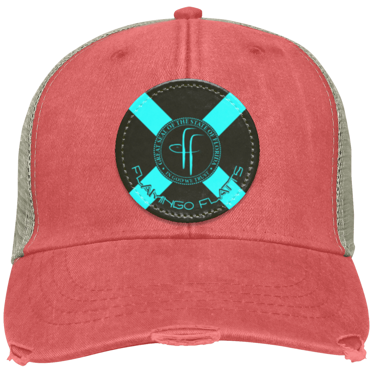 OL102 Flamingo Flatts Flag Distressed Ollie Cap - Patch