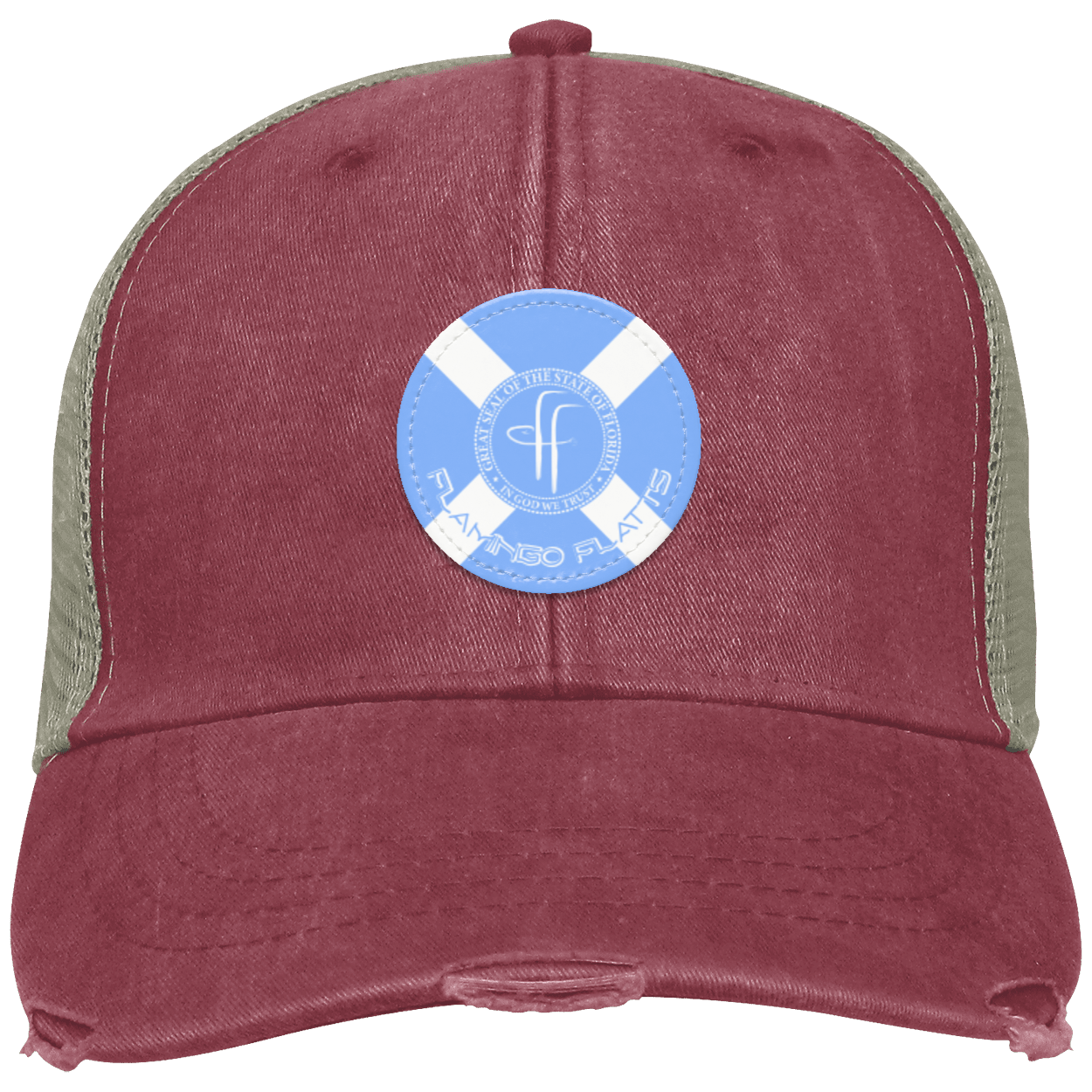 OL102 Flamingo Flatts Flag Distressed Ollie Cap - Patch