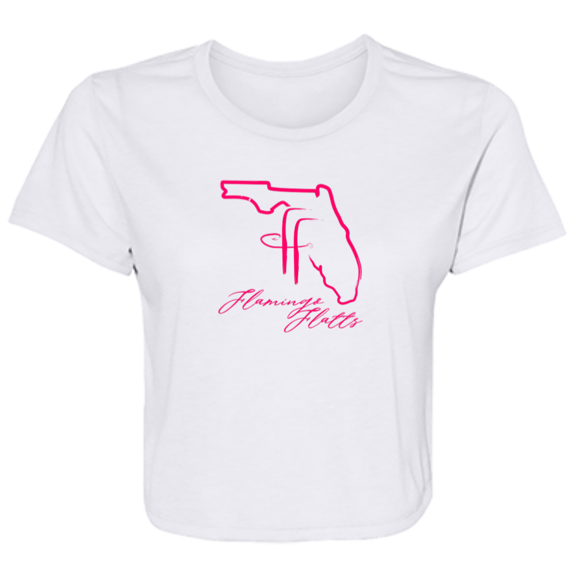 B8882 Ladies' Flamingo Flatts Coastal Flowy Cropped Tee