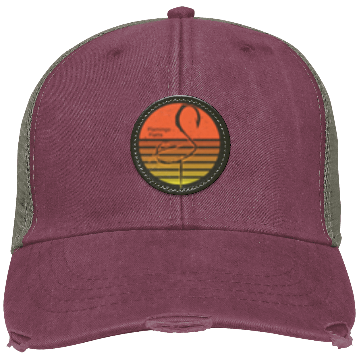 OL102 Flamingo Flatts Retro Sunsest Distressed Ollie Cap - Patch