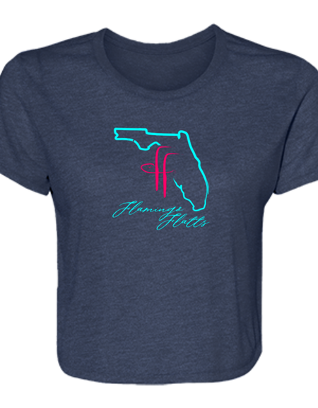 B8882 Ladies' Flamingo Flatts Coastal Flowy Cropped Tee