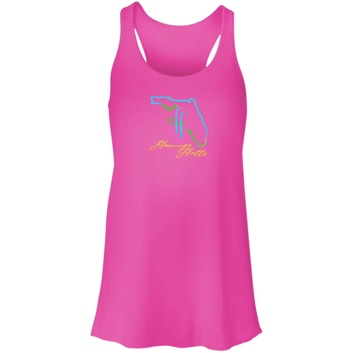 B8800 Flamingo Flatts Coastal Tri-Color Flowy Racerback Tank