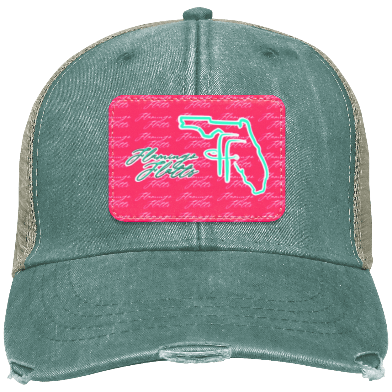 OL102 Flamingo Flatts Coastal Distressed Ollie Cap - Patch