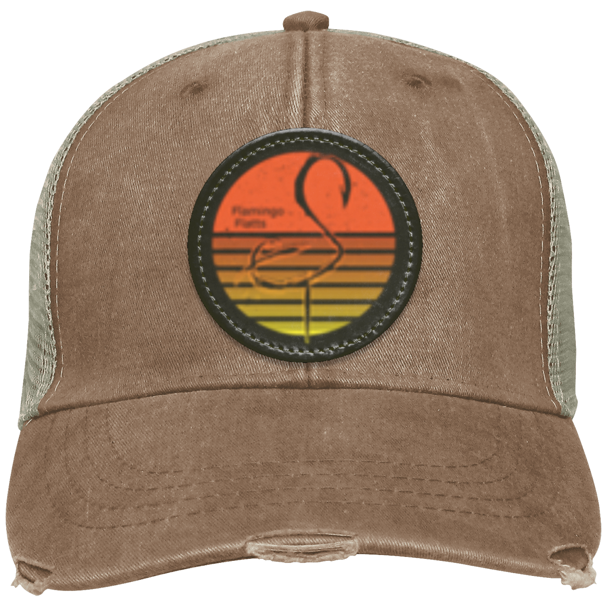 OL102 Flamingo Flatts Retro Sunset Distressed Ollie Cap - Patch