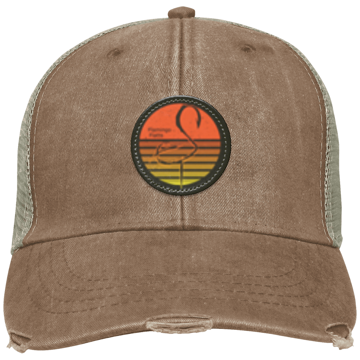 OL102 Flamingo Flatts Retro Sunsest Distressed Ollie Cap - Patch