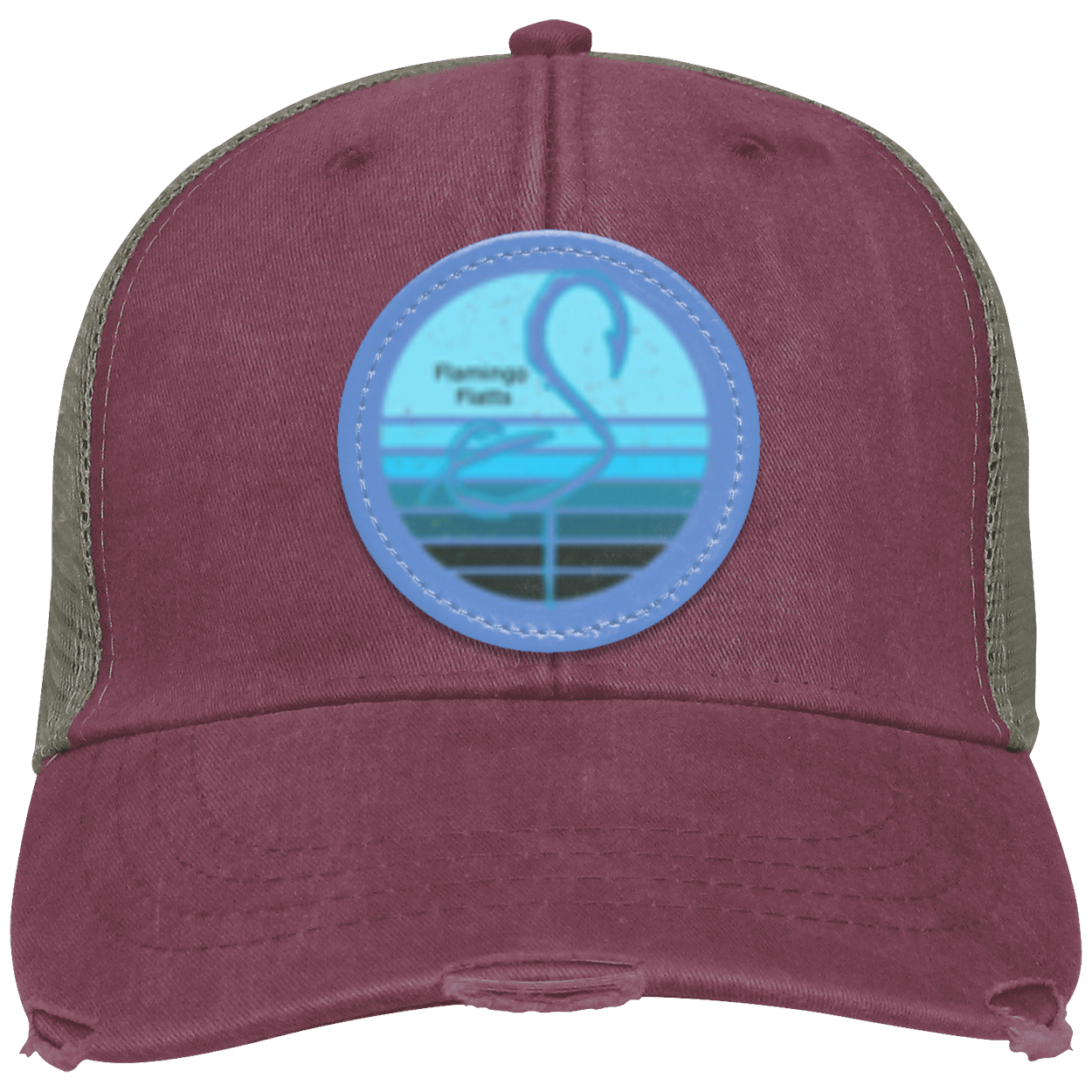 OL102 Flamingo Flatts Retro Sunset  Distressed Ollie Cap - Patch