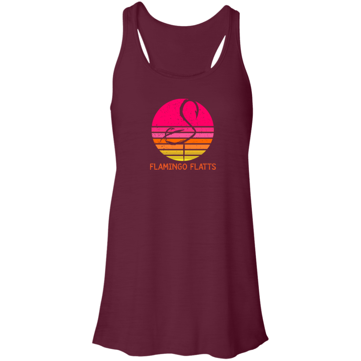 B8800 Flamingo Flatts Retro Sunset Flowy Racerback Tank