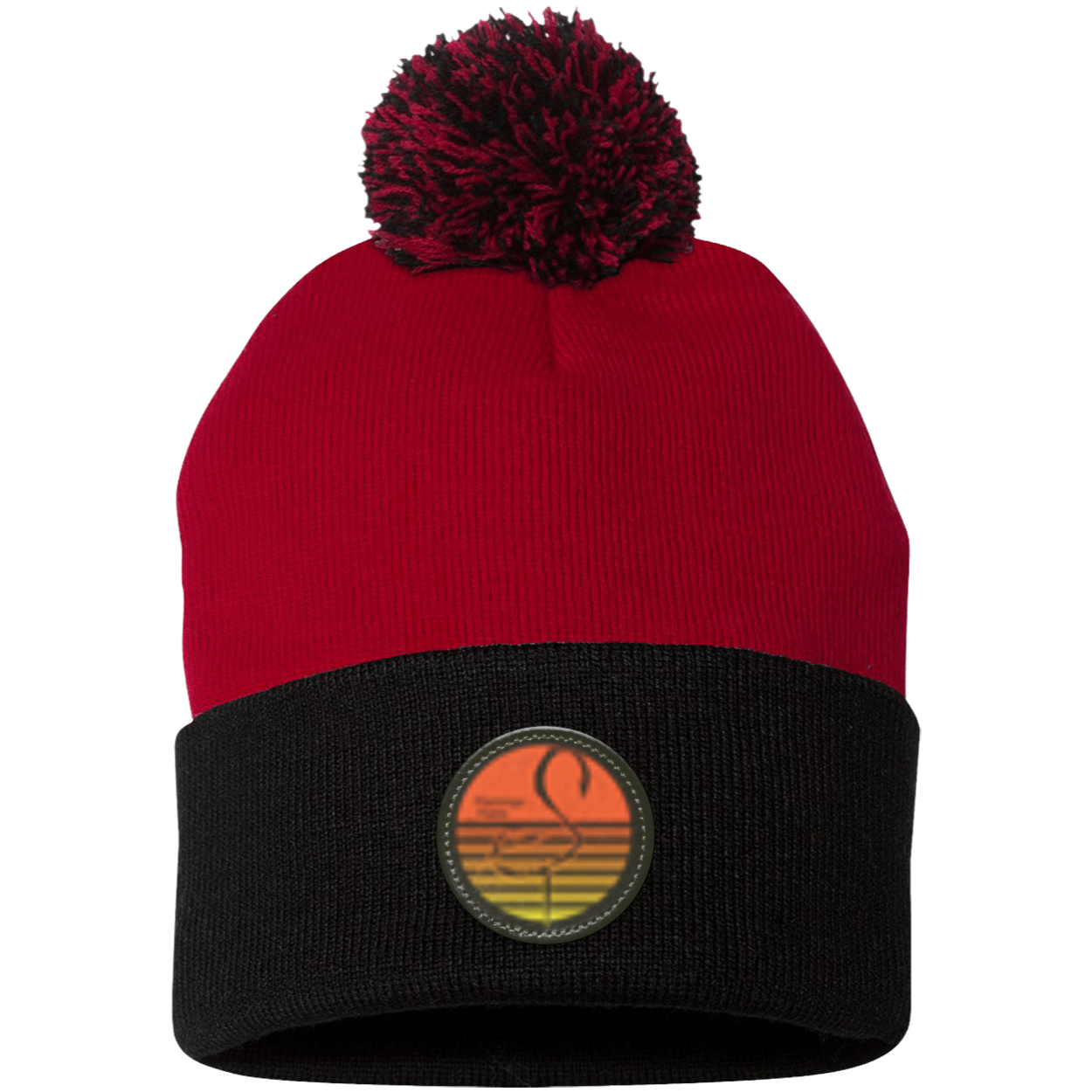 SP15 Pom Pom Flamingo Flatts Retro Sunset Knit Cap - Patch