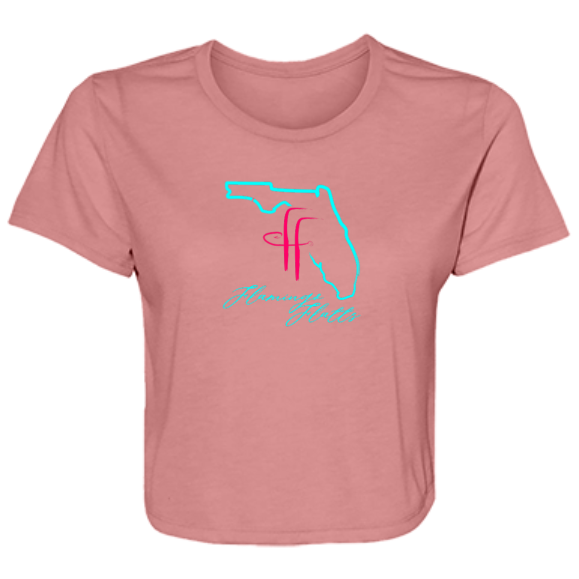 B8882 Ladies' Flamingo Flatts Coastal Flowy Cropped Tee