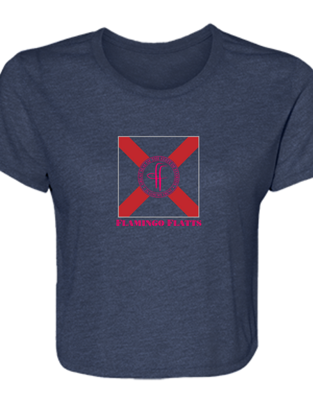 B8882 Ladies' Flamingo Flatts Flag Flowy Cropped Tee