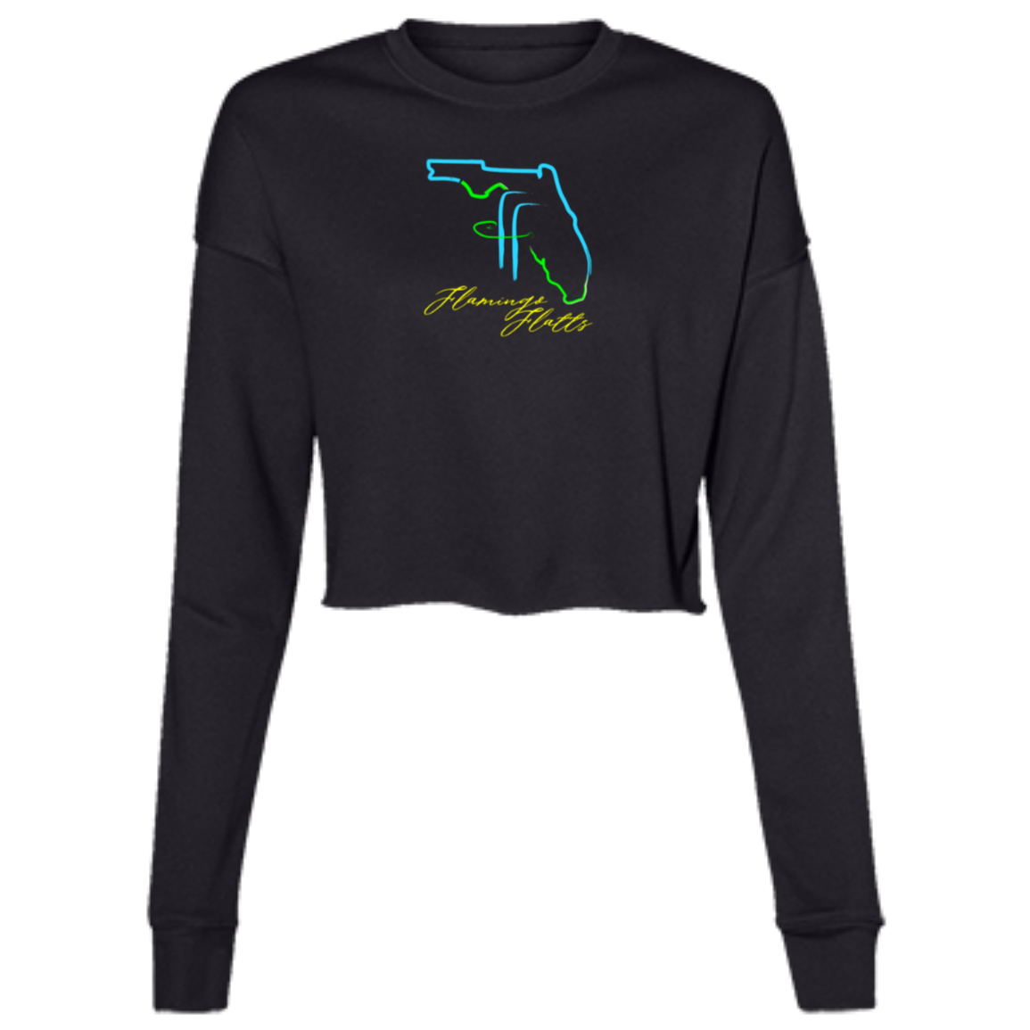 B7503 Ladies' Flamingo Flatts Coastal Tri-Color Cropped Fleece Crew