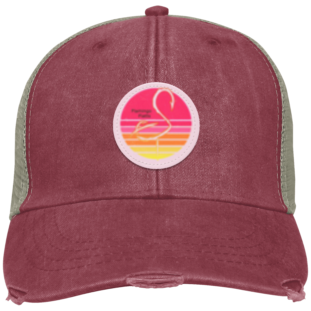 OL102 Flamingo Flatts Retro Sunset Distressed Ollie Cap - Patch