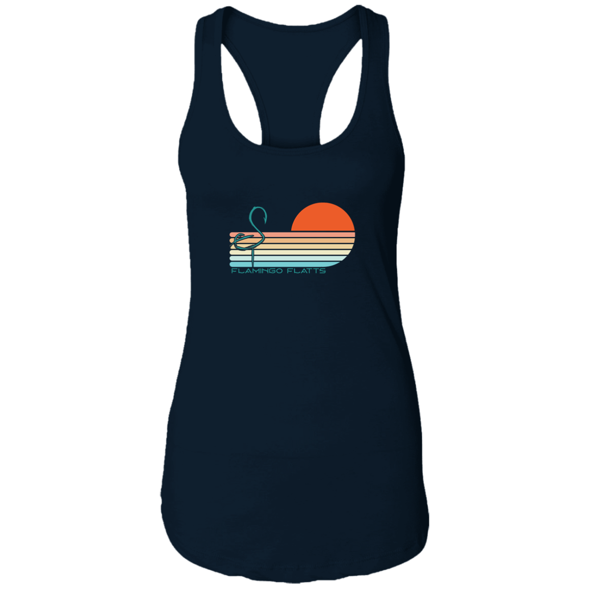 NL1533 Ladies Flamingo Sunset v1 Flatts Ideal Racerback Tank