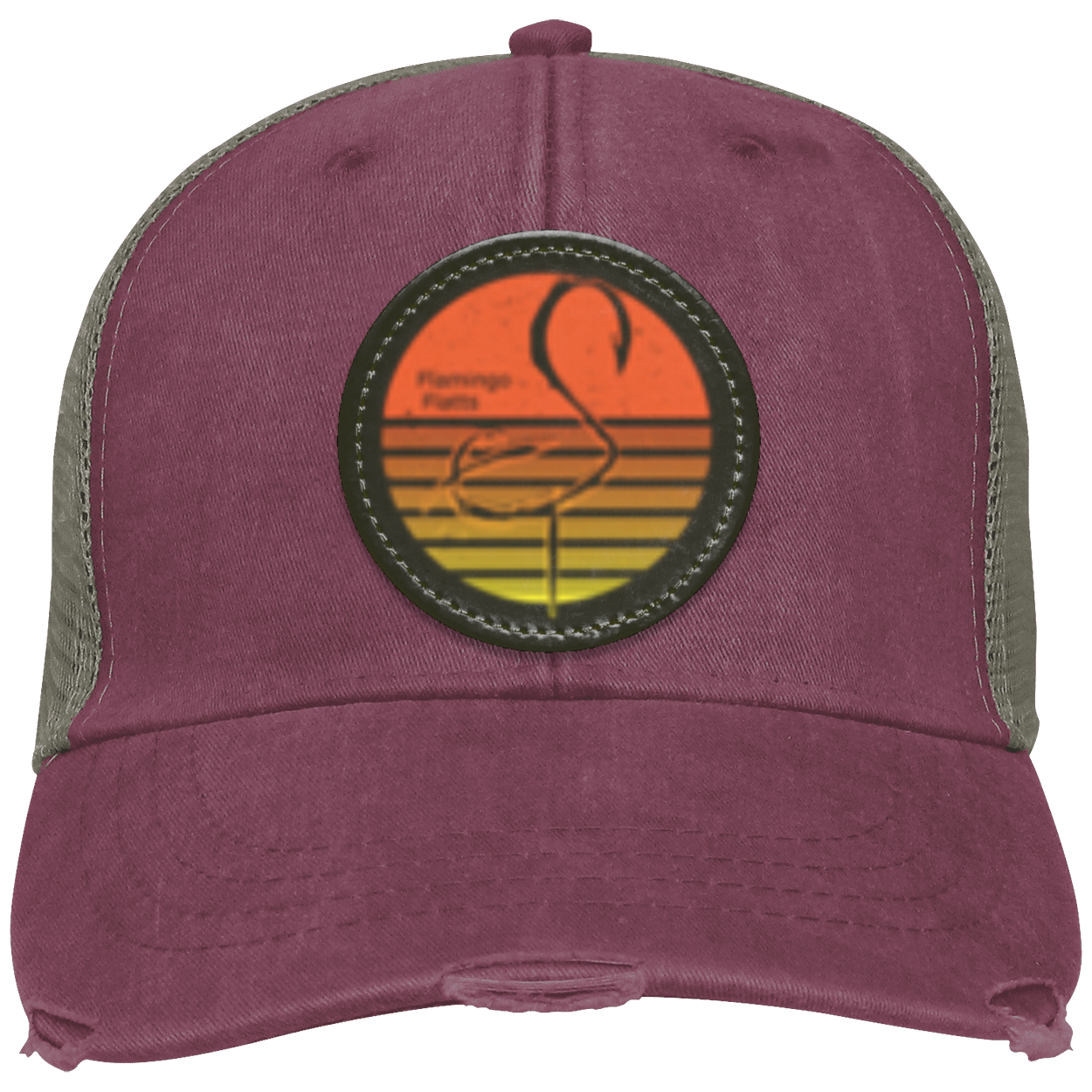 OL102 Flamingo Flatts Retro Sunset Distressed Ollie Cap - Patch