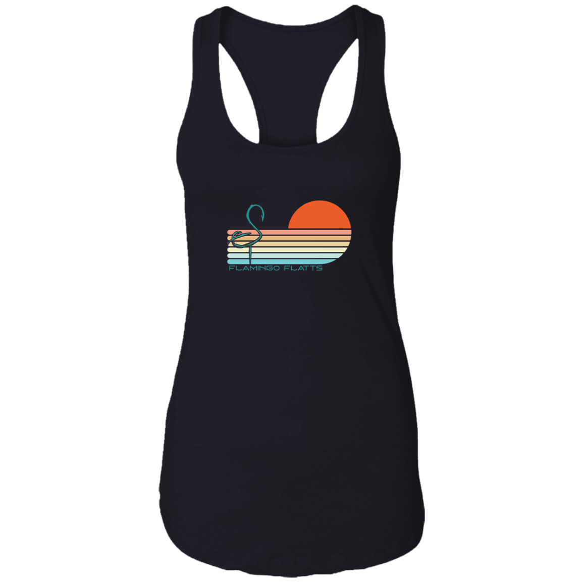 NL1533 Ladies Flamingo Sunset v1 Flatts Ideal Racerback Tank