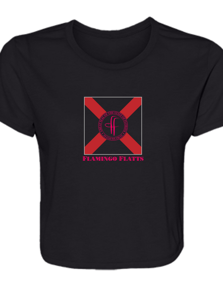 B8882 Ladies' Flamingo Flatts Flag Flowy Cropped Tee