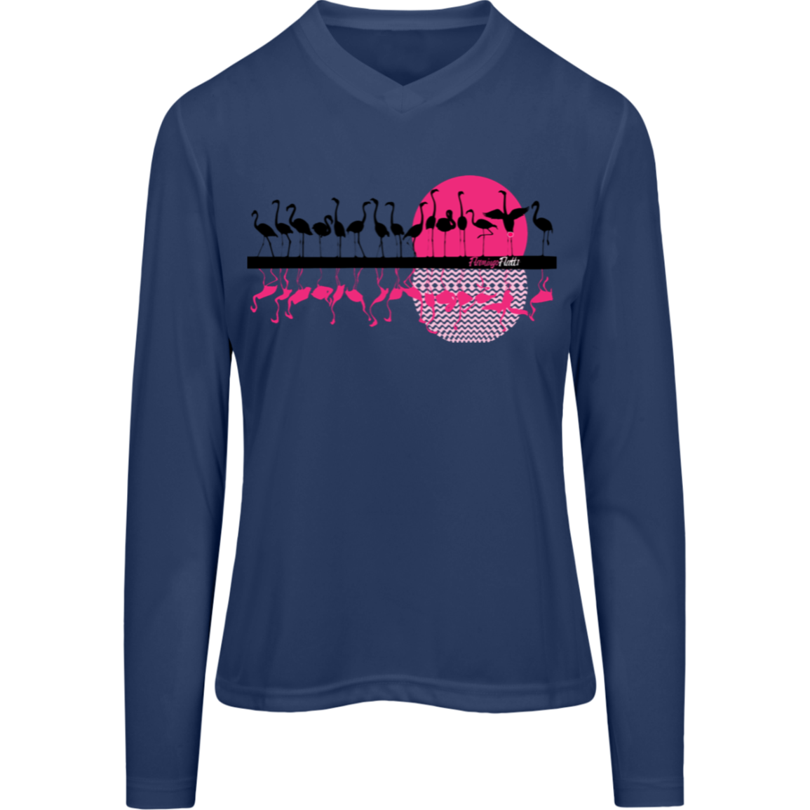 TT11WL Team 365 Womens Flamingo Sunset Zone Long Sleeve Tee