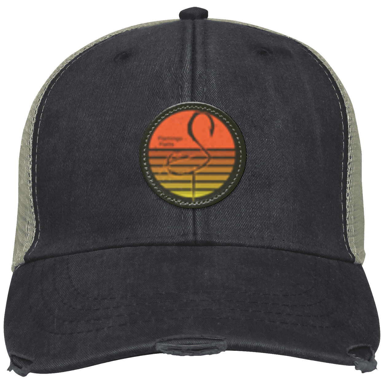 OL102 Flamingo Flatts Retro Sunsest Distressed Ollie Cap - Patch