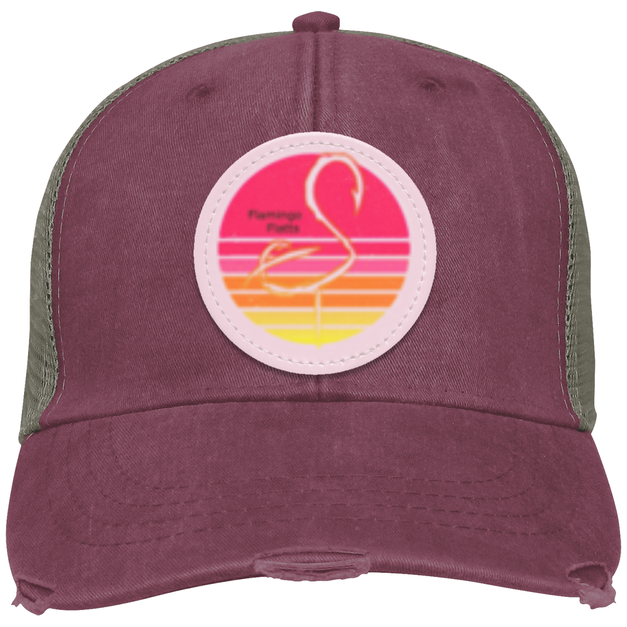 OL102 Flamingo Flatts Retro Sunset Distressed Ollie Cap - Patch