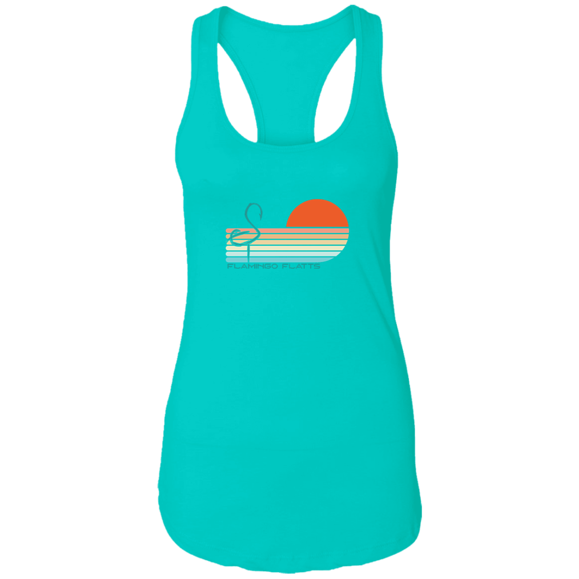 NL1533 Ladies Flamingo Sunset v1 Flatts Ideal Racerback Tank