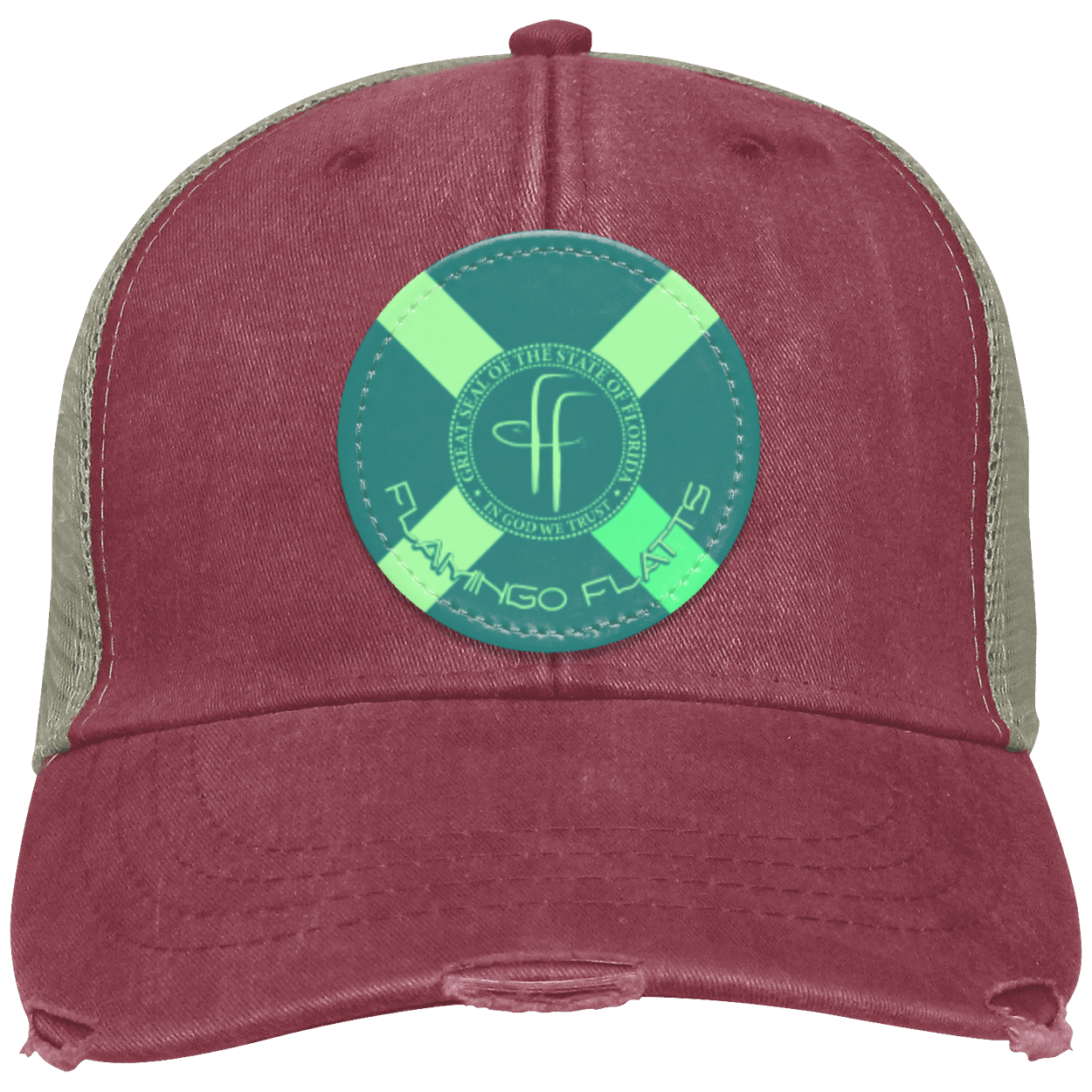 OL102 Flamingo Flatts Flag Distressed Ollie Cap - Patch