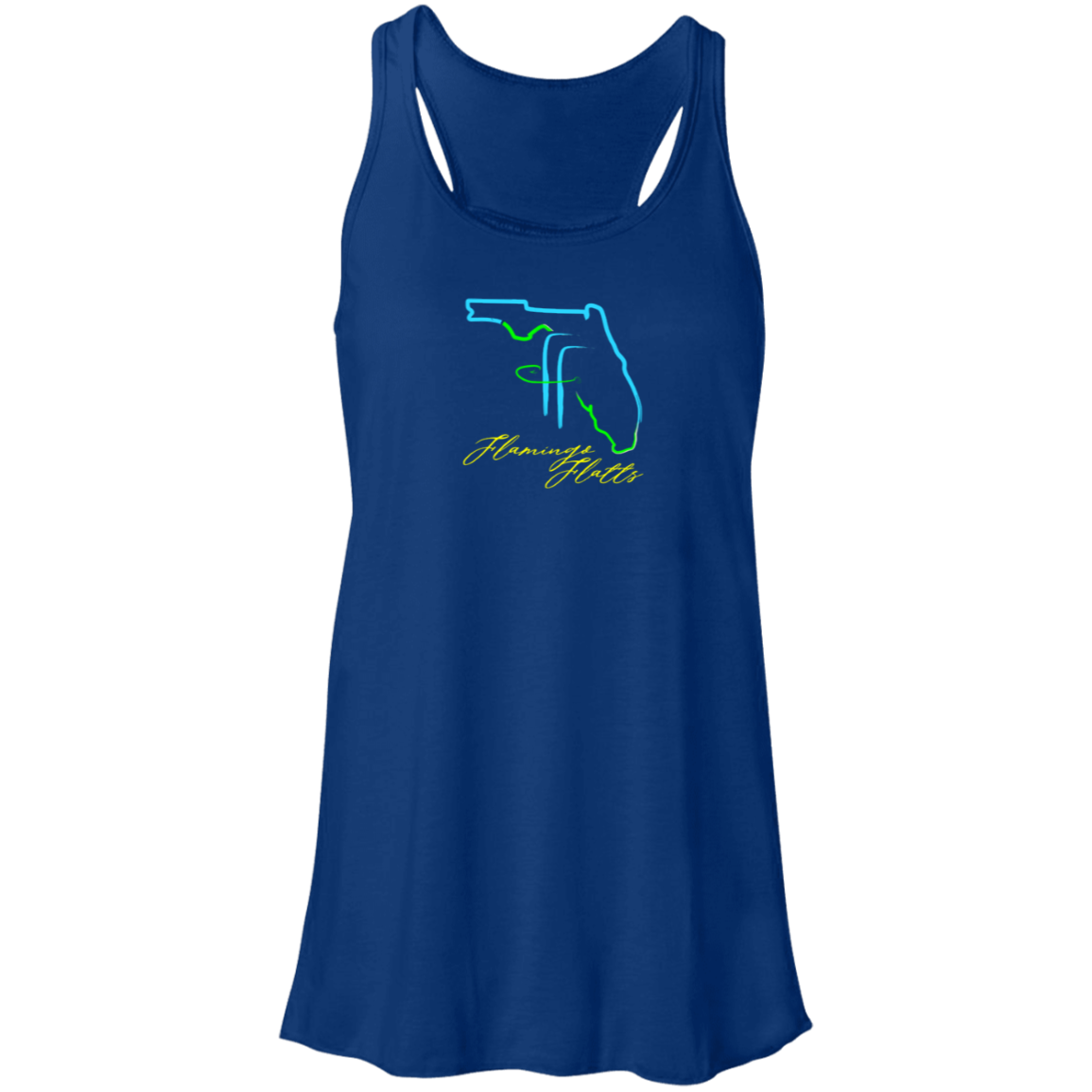 B8800 Flamingo Flatts Coastal Tri-Color Flowy Racerback Tank