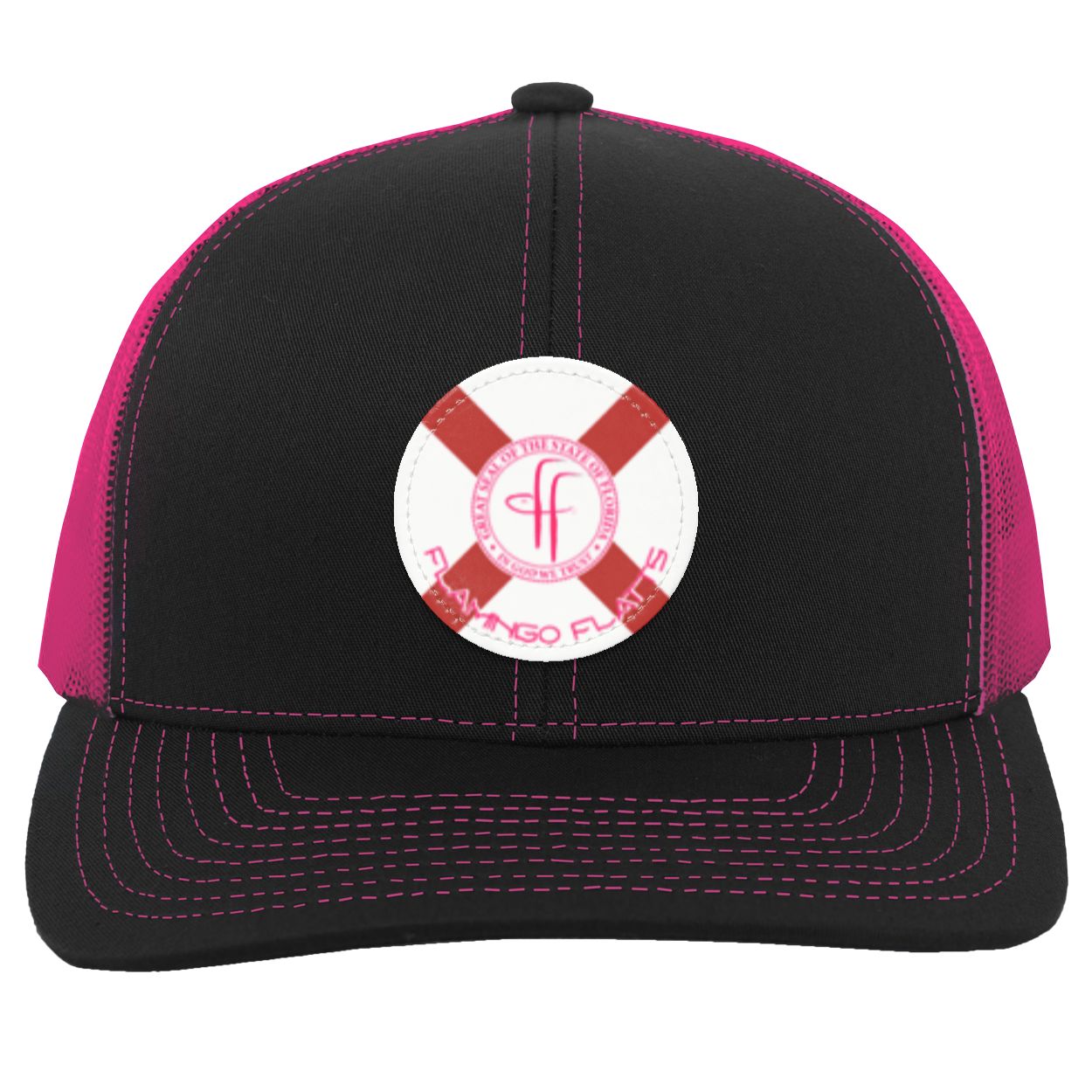 104C Small Circle Flamingo Flatts Flag Trucker Snap Back - Patch