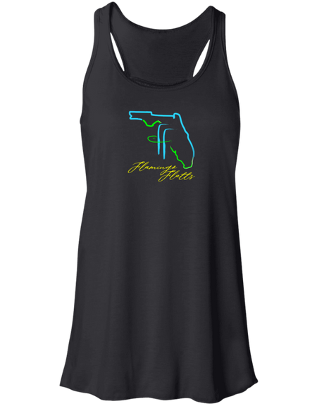 B8800 Flamingo Flatts Coastal Tri-Color Flowy Racerback Tank