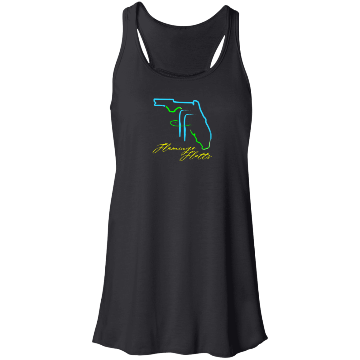 B8800 Flamingo Flatts Coastal Tri-Color Flowy Racerback Tank