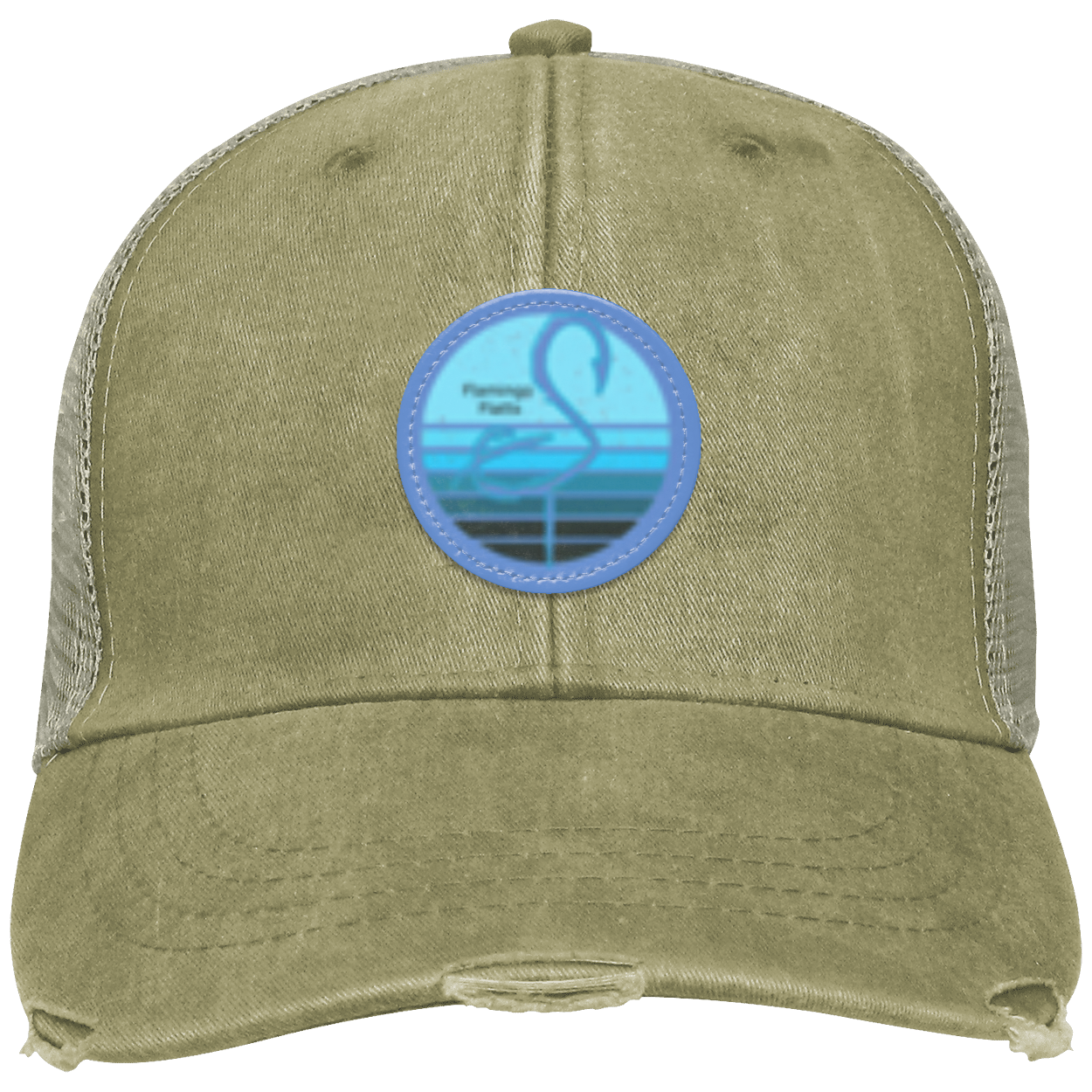 OL102 Flamingo Flatts Retro Sunset Distressed Ollie Cap - Patch