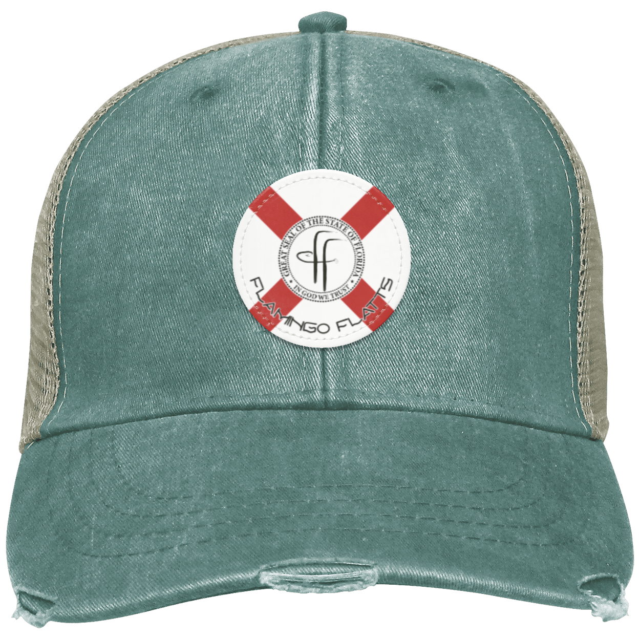 OL102 Flamingo Flatts Flag Distressed Ollie Cap - Patch